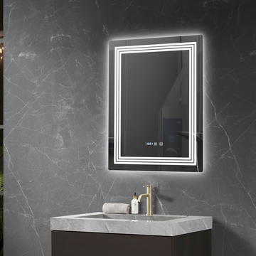 LED огледало CRESCA 60x80CM Функция против замъгляване, часовник, touch, 3 вида светлина