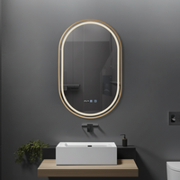 LED огледало RIVEN 50x80CM 3 вида светлина, функция против замъгляване, часовник, touch