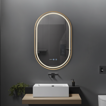 LED огледало RIVEN 50x80CM 3 вида светлина, функция против замъгляване, часовник, touch