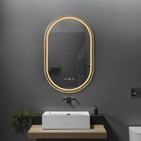LED огледало RIVEN 50x80CM 3 вида светлина, функция против замъгляване, часовник, touch