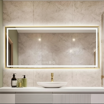 LED огледало RIVEN 120x80CM 3 вида светлина, функция против замъгляване, часовник, touch