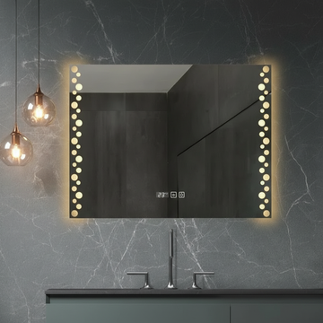 LED огледало VIONNA 80x60CM 3 вида светлина, функция против замъгляване, часовник, touch