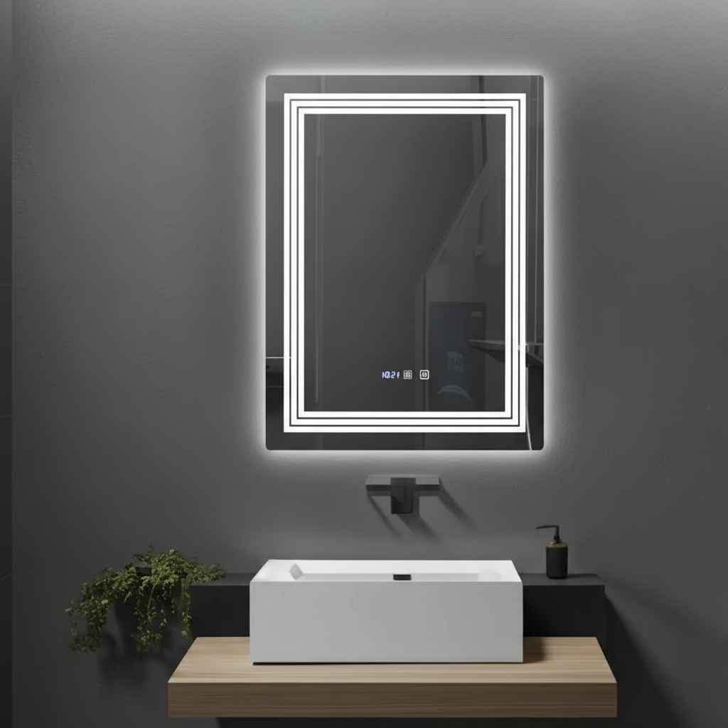 LED огледало CRESCA 60x80CM Функция против замъгляване, часовник, touch, 3 вида светлина