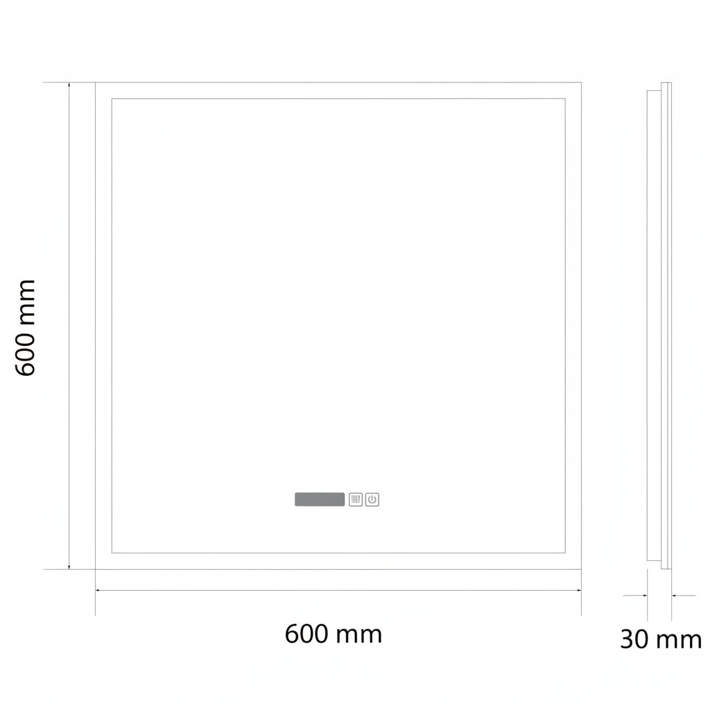 LED огледало VIONNA 60x60CM функция против замъгляване, часовник, touch, 3 вида светлина