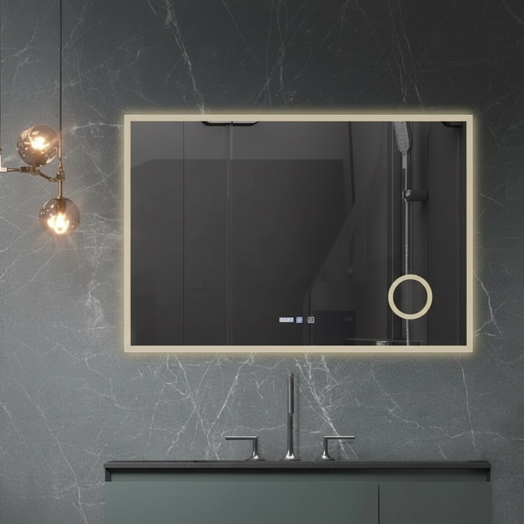 LED огледало VIONNA 120x80CM функция против замъгляване, часовник, touch, лупа, 3 вида светлина