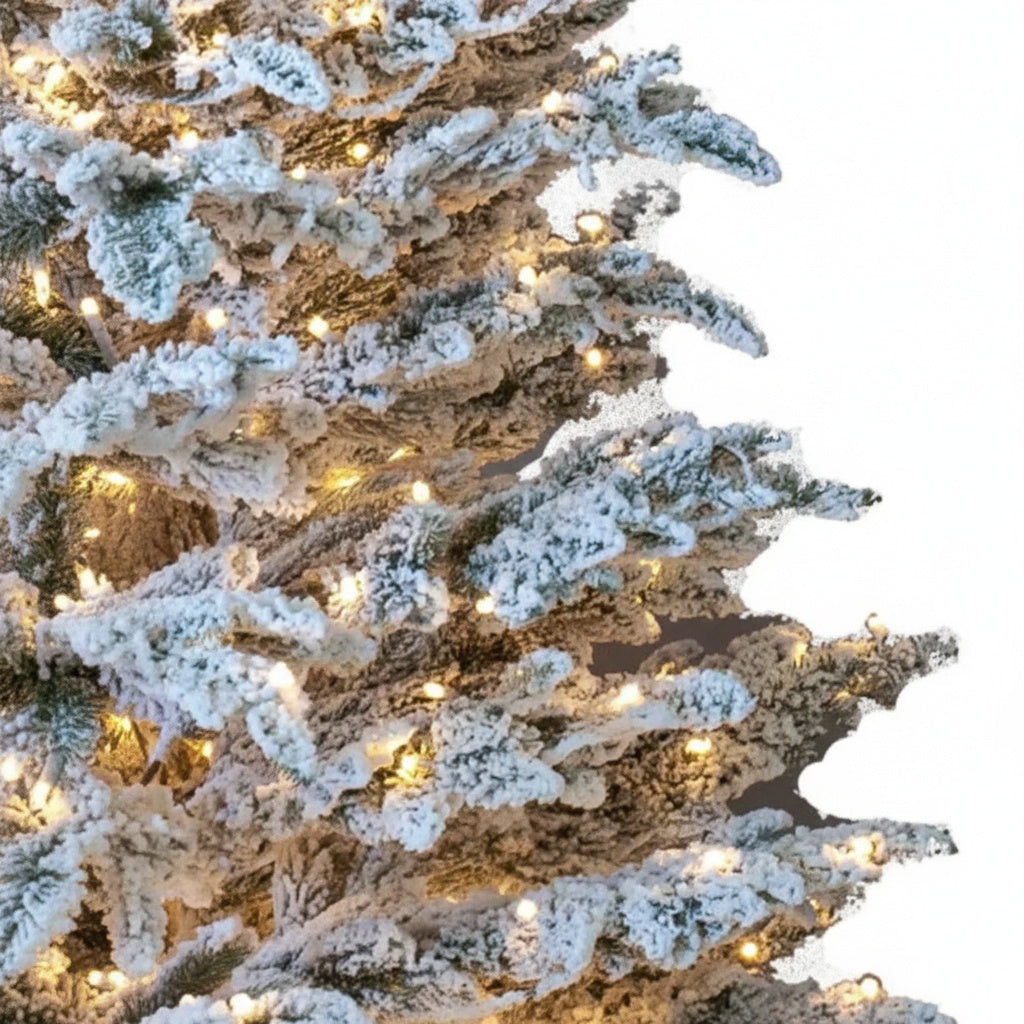 Изкуствена 3D коледна елха Pre-Lit Naturel Snow с топли LED светлини