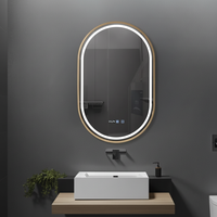 LED огледало RIVEN 50x80CM 3 вида светлина, функция против замъгляване, часовник, touch