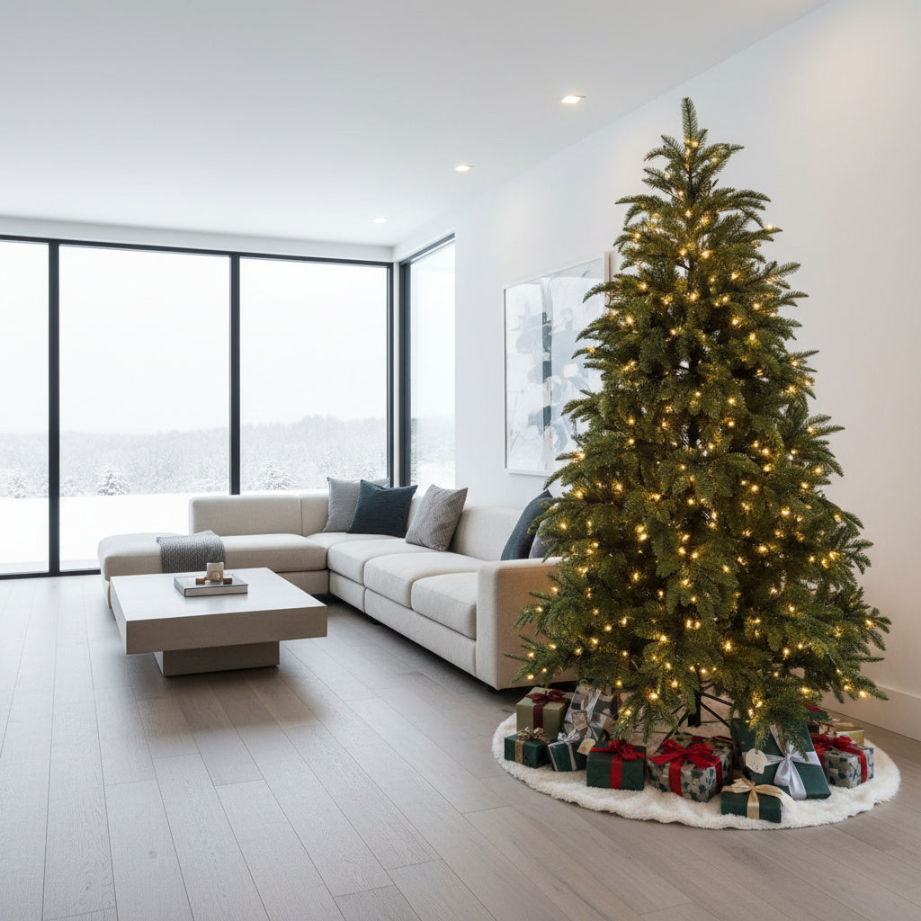 Изкуствена коледна елха 3D Pre-Lit Naturel зелена с вградени LED светлини