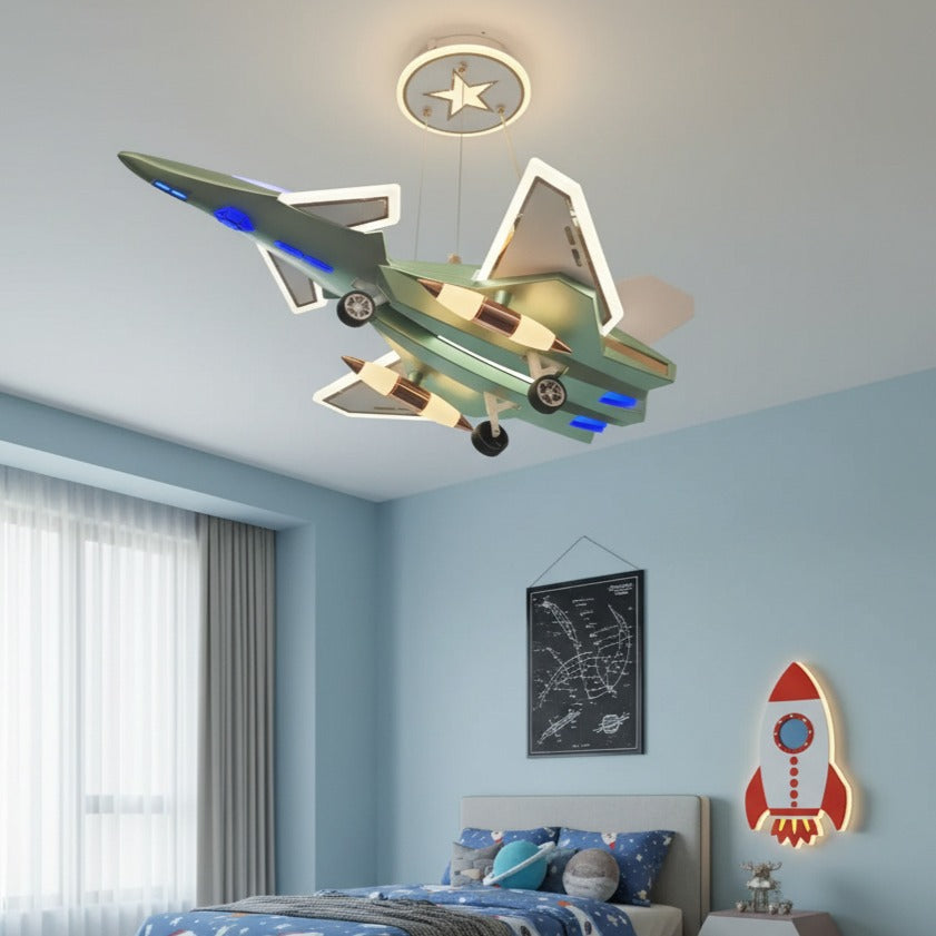 LED детско осветително тяло Kids Air Patrol – Военно зелено, еквивалент 1200W с дистанционно