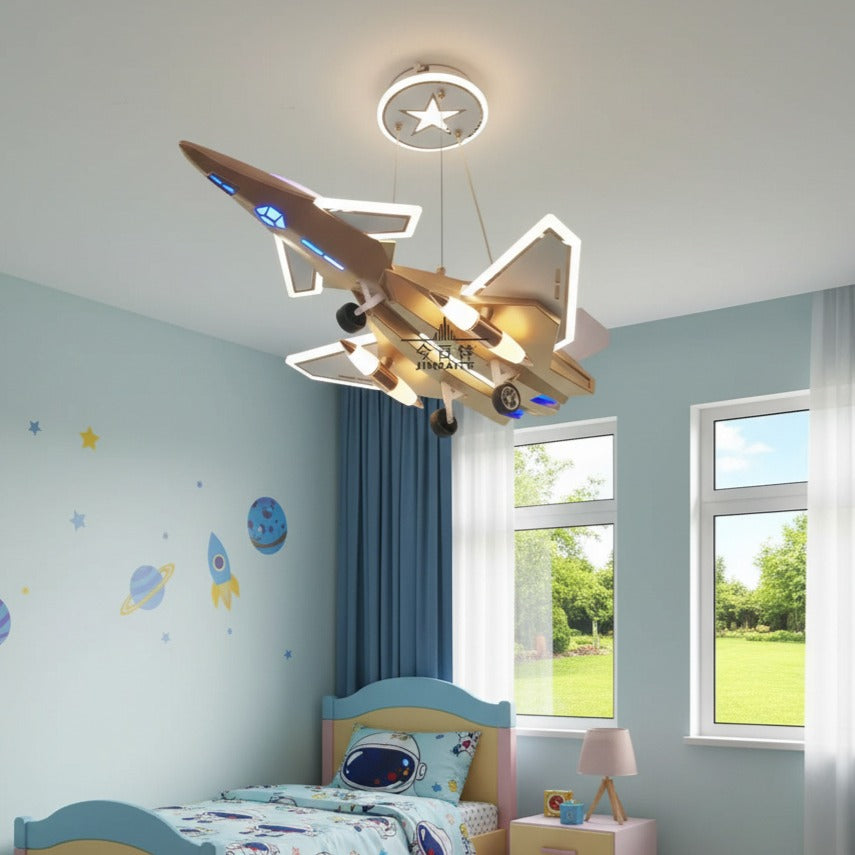 LED детско осветително тяло Kids Air Patrol – Златисто жълто, еквивалент 1200W с дистанционно