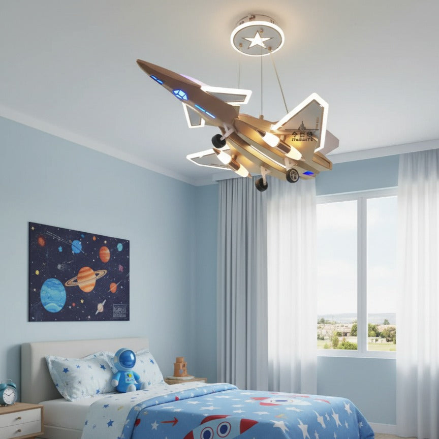 LED детско осветително тяло Kids Air Patrol – Златисто жълто, еквивалент 1200W с дистанционно