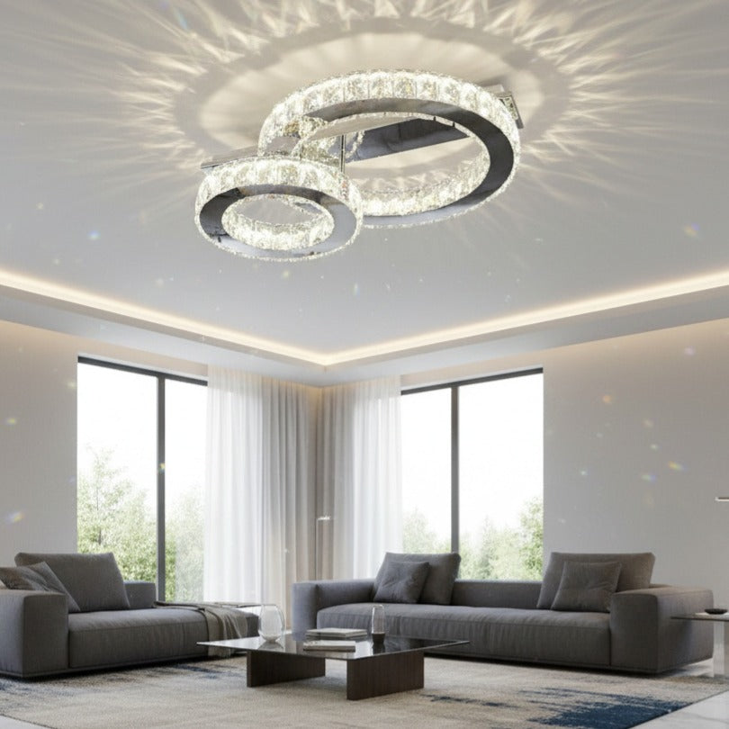 LED осветително тяло CROWN Round Chrome Cristal Еквивалент 300W Дистанционно