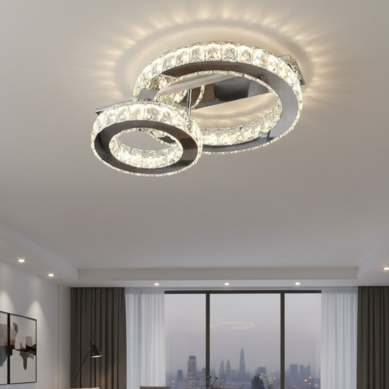 LED осветително тяло CROWN Round Chrome Cristal Еквивалент 300W Дистанционно