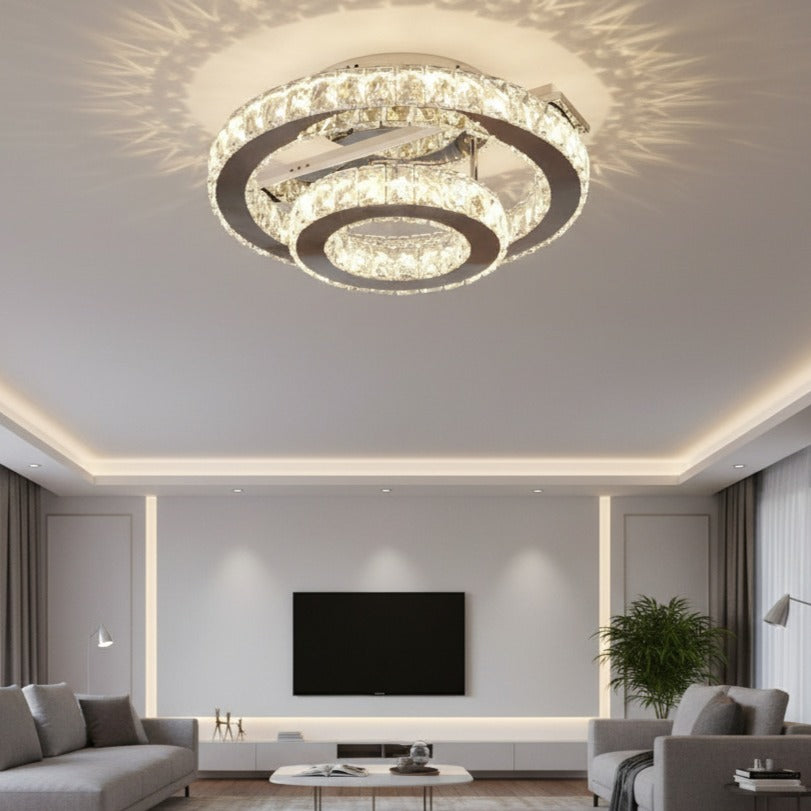 LED осветително тяло CROWN Round Chrome Cristal Еквивалент 350W Дистанционно управление