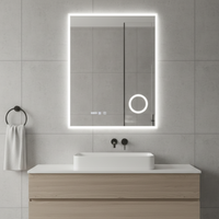 LED огледало VIONNA 60x80CM функция против замъгляване, часовник, тъч, лупа, 3 вида светлина