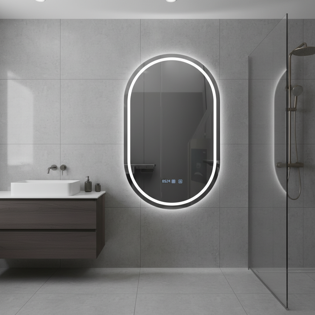 LED огледало VIONNA 50x90CM Функция против замъгляване, Часовник, Touch, 3 вида светлина