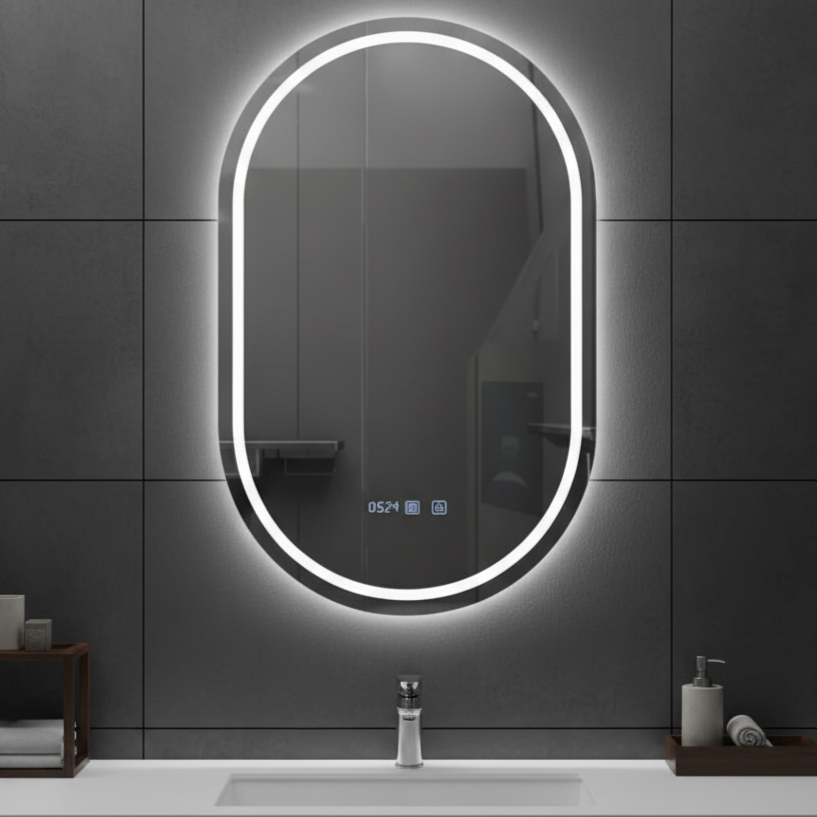 LED огледало VIONNA 50x90CM Функция против замъгляване, Часовник, Touch, 3 вида светлина