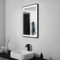 LED огледало 50x70cm черна рамка с противозапотяване и Touch J35