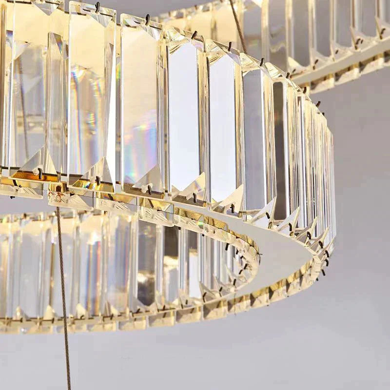 LED осветително тяло 64W кристал 1 сегмент OVAL GOLD с дистанционно