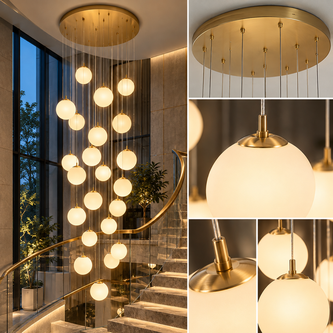 Осветително тяло Абажур Мат GOLD LUXURY STAIRCASE Gigant
