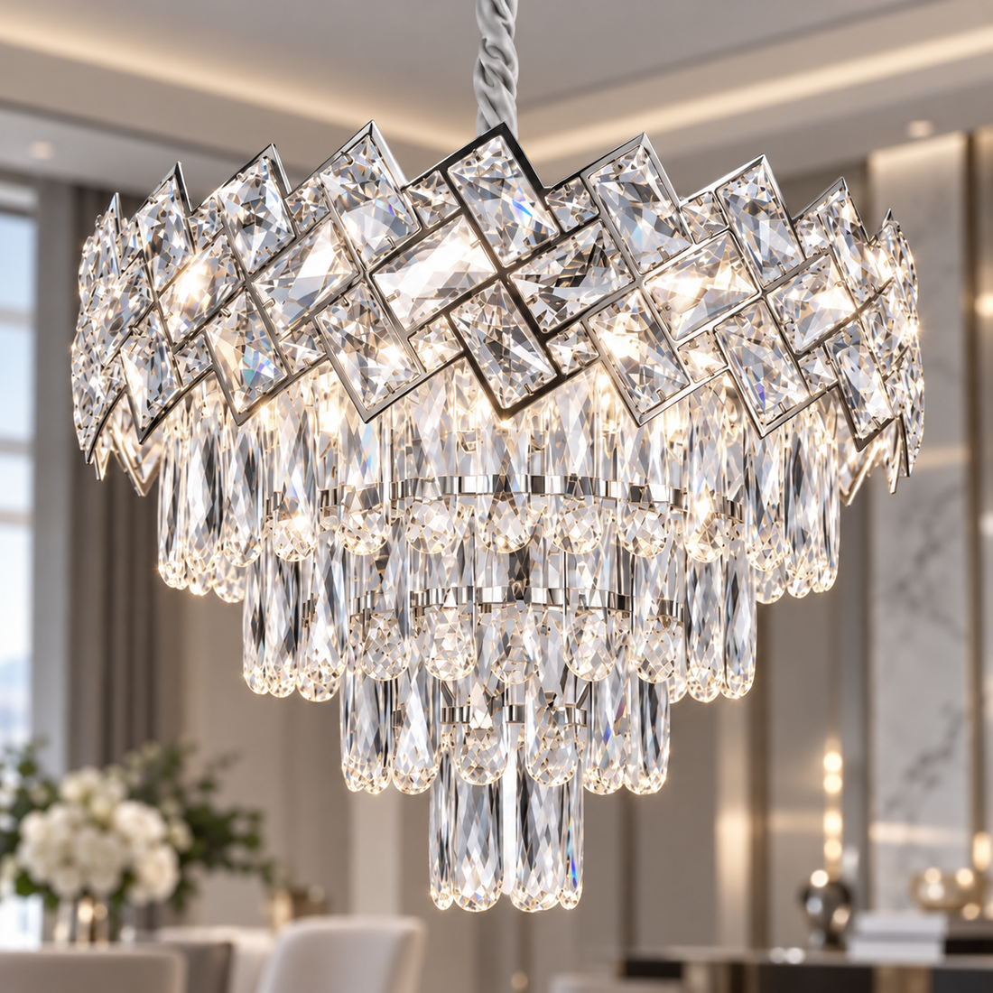 Полилей от кристал Malli Silver 30-40cm