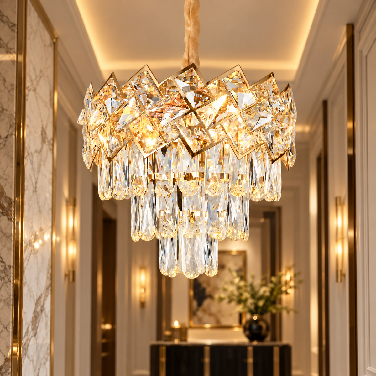 Malli Gold 30 см с кристал K9 за висящ монтаж