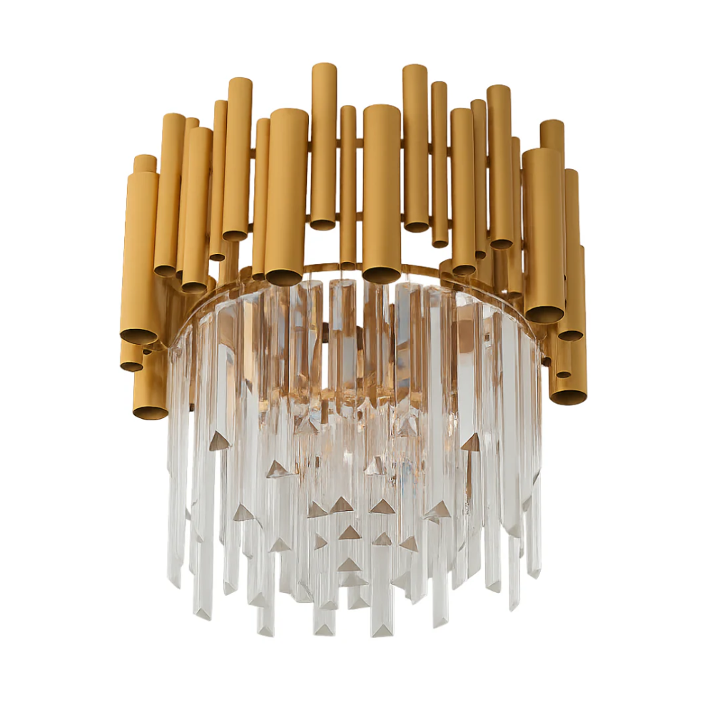 Кристален полилей за таван, кръгъл Golden Tubes Luxury
