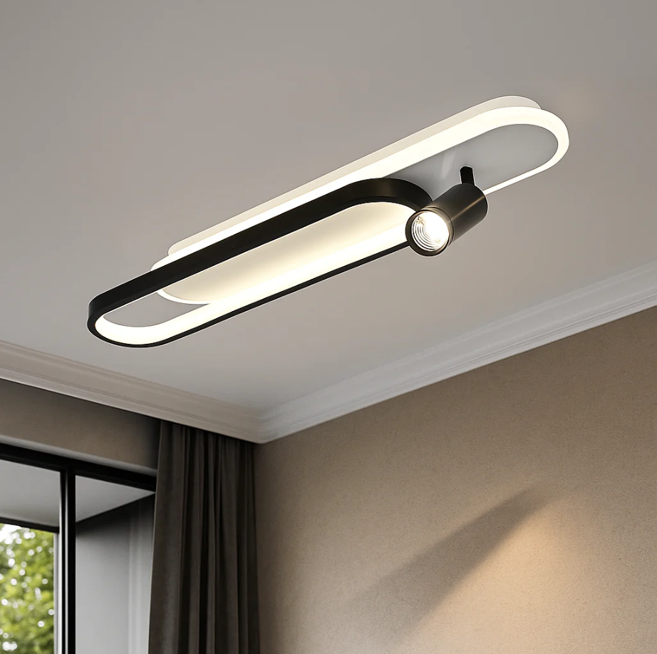 LED аплик със спотове 60 cm Бял + Черен – еквивалент 200W