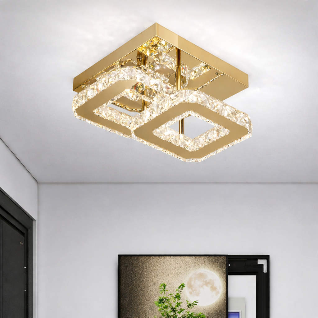 LED осветително тяло 32W CRISTAL Double Square Gold