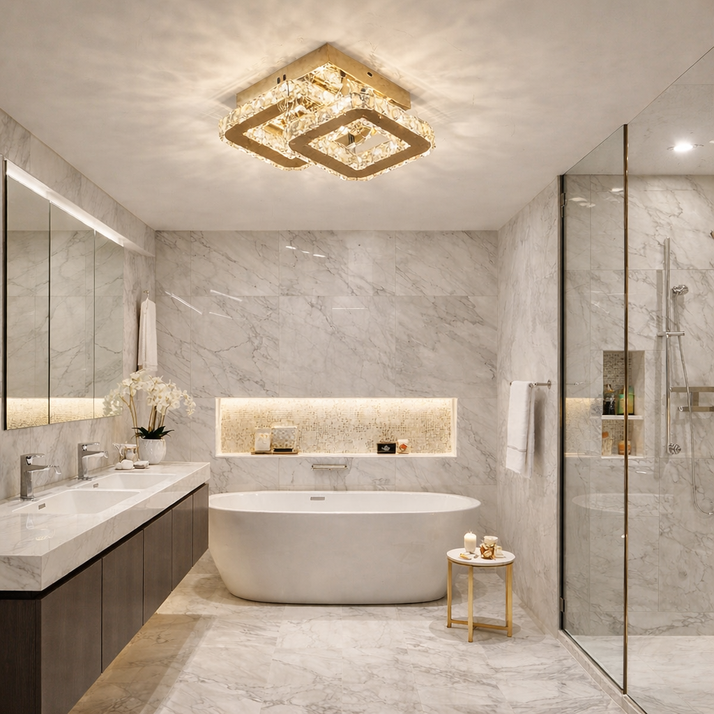 LED осветително тяло 32W CRISTAL Double Square Gold