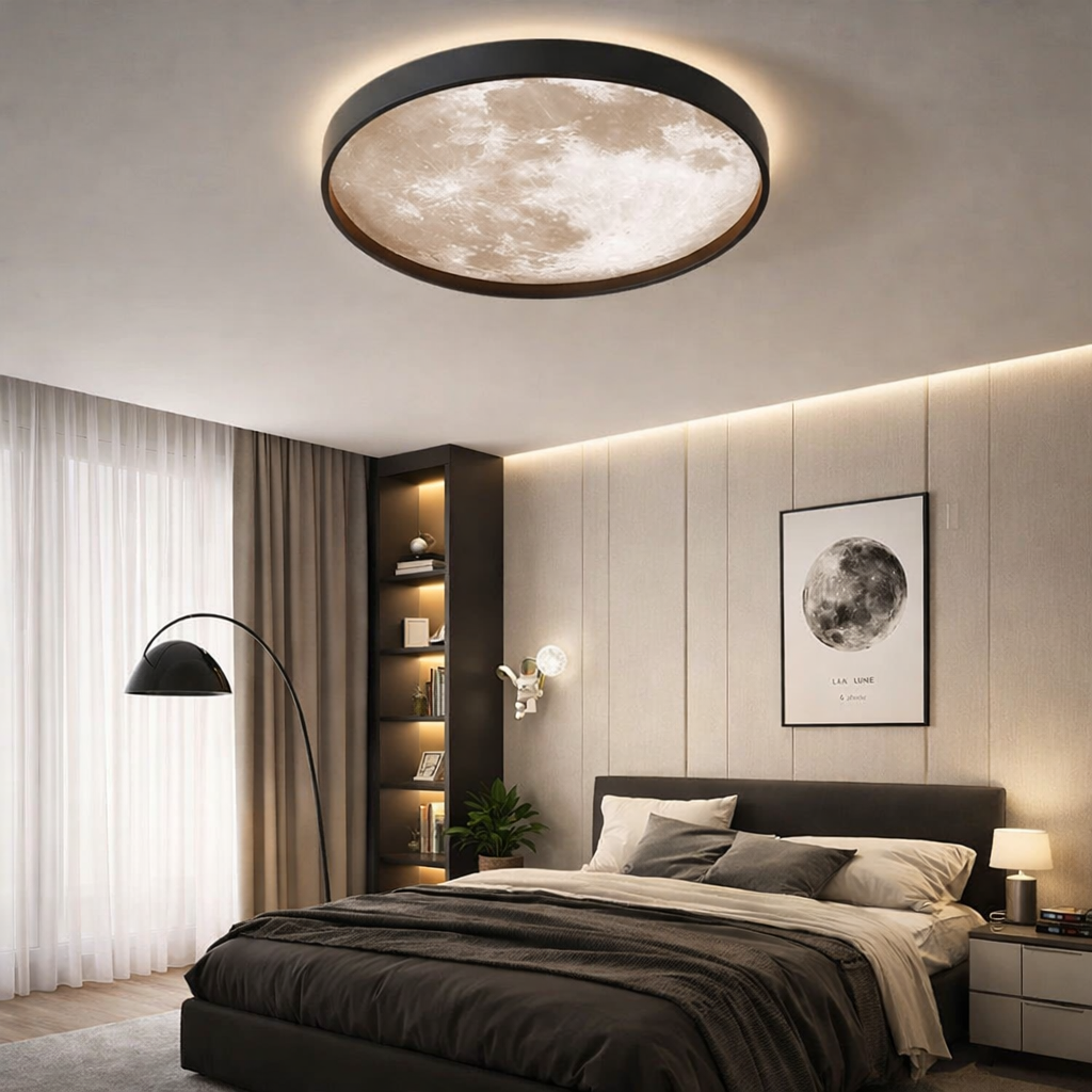 LED Плафон Maxi MOON Черен 48CM – Еквивалент 400W