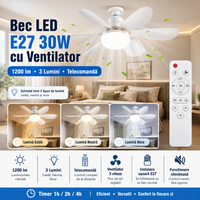 LED крушка E27 30W с вентилатор, 3 вида светлина и дистанционно