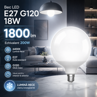 LED крушка E27 18W G120 матов глобус