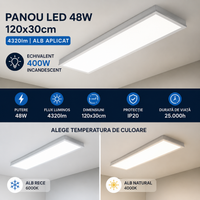 LED панел 48W 120x30cm Бял за повърхностен монтаж