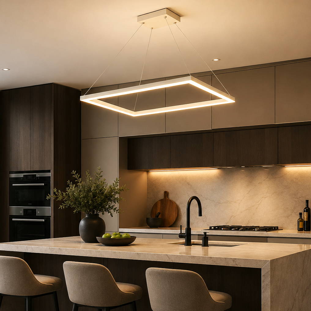 LED осветително тяло тип пендел с 1 правоъгълен елемент 80X40CM бял, еквивалент 400W