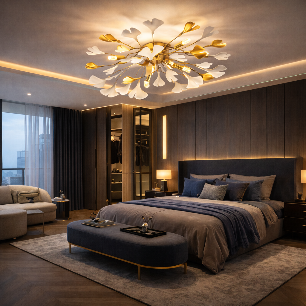 Осветително тяло LUXURY VALERY Golden 50CM с флорални елементи