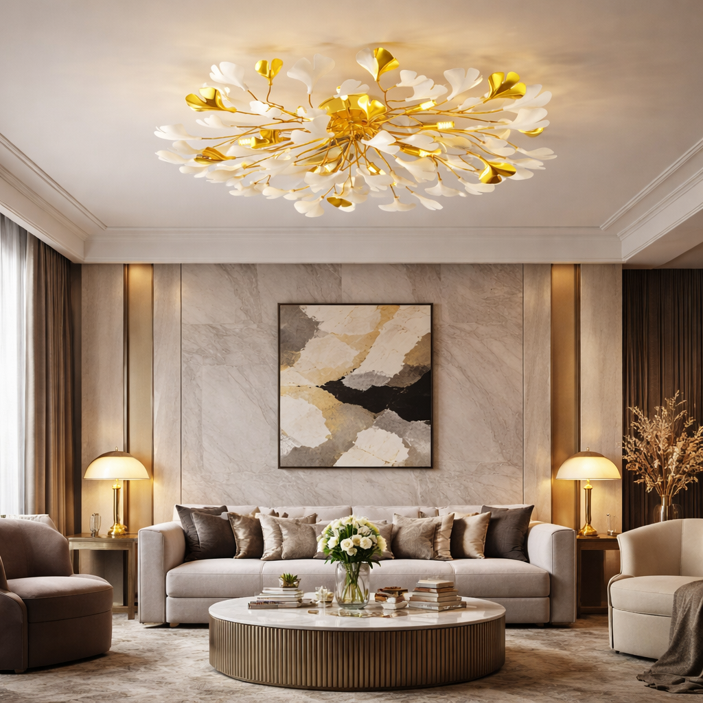 Осветително тяло LUXURY VALERY Golden 60CM – Декоративен флорален дизайн