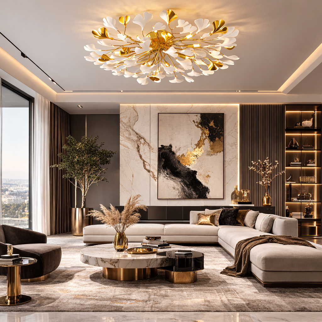 Осветително тяло LUXURY VALERY Golden 60CM – Декоративен флорален дизайн