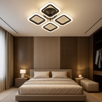 LED осветително тяло 4 SQUARES Black Еквивалент 250W Дистанционно управление