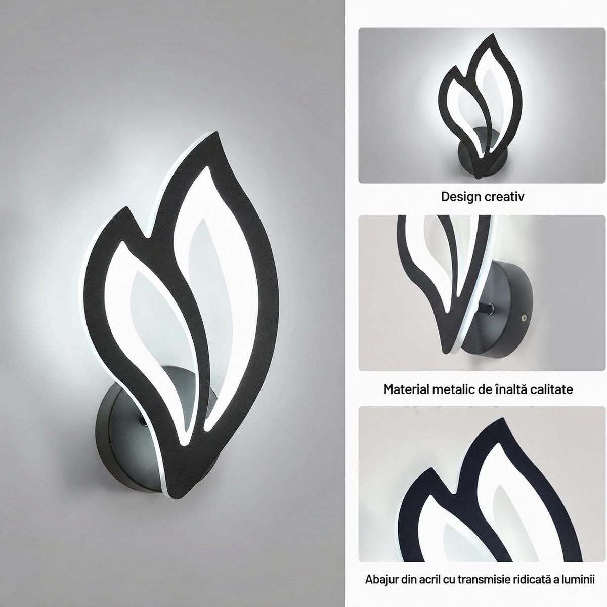 LED аплик 22W за стена ANEMONE Black