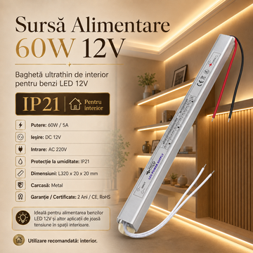 Захранващ източник 60W 12V за лента