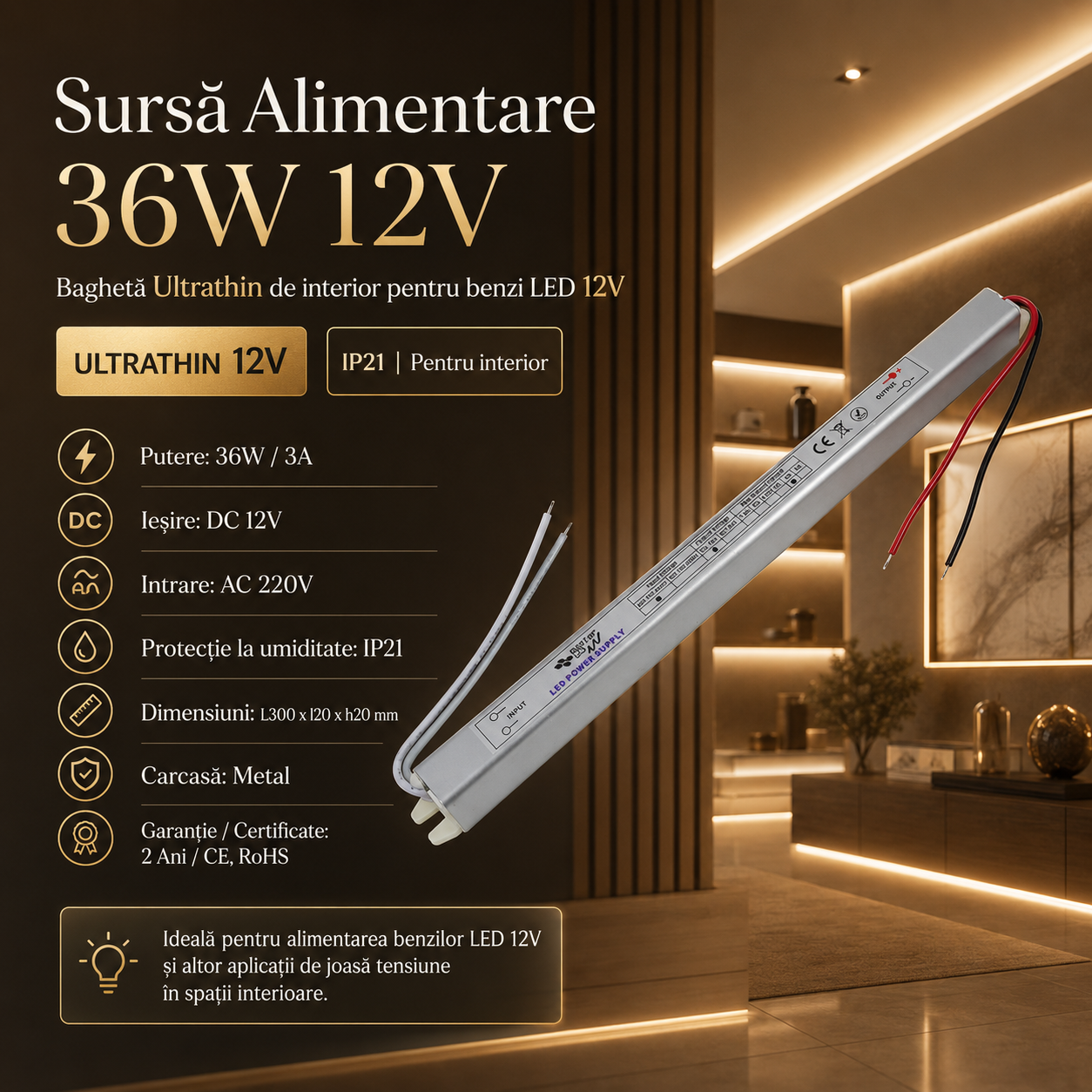 Захранващ блок 36W 12V за шина