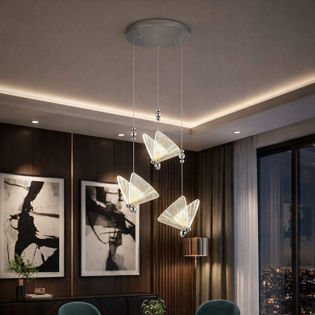 LED осветително тяло Luxury 3 Silver Butterflies