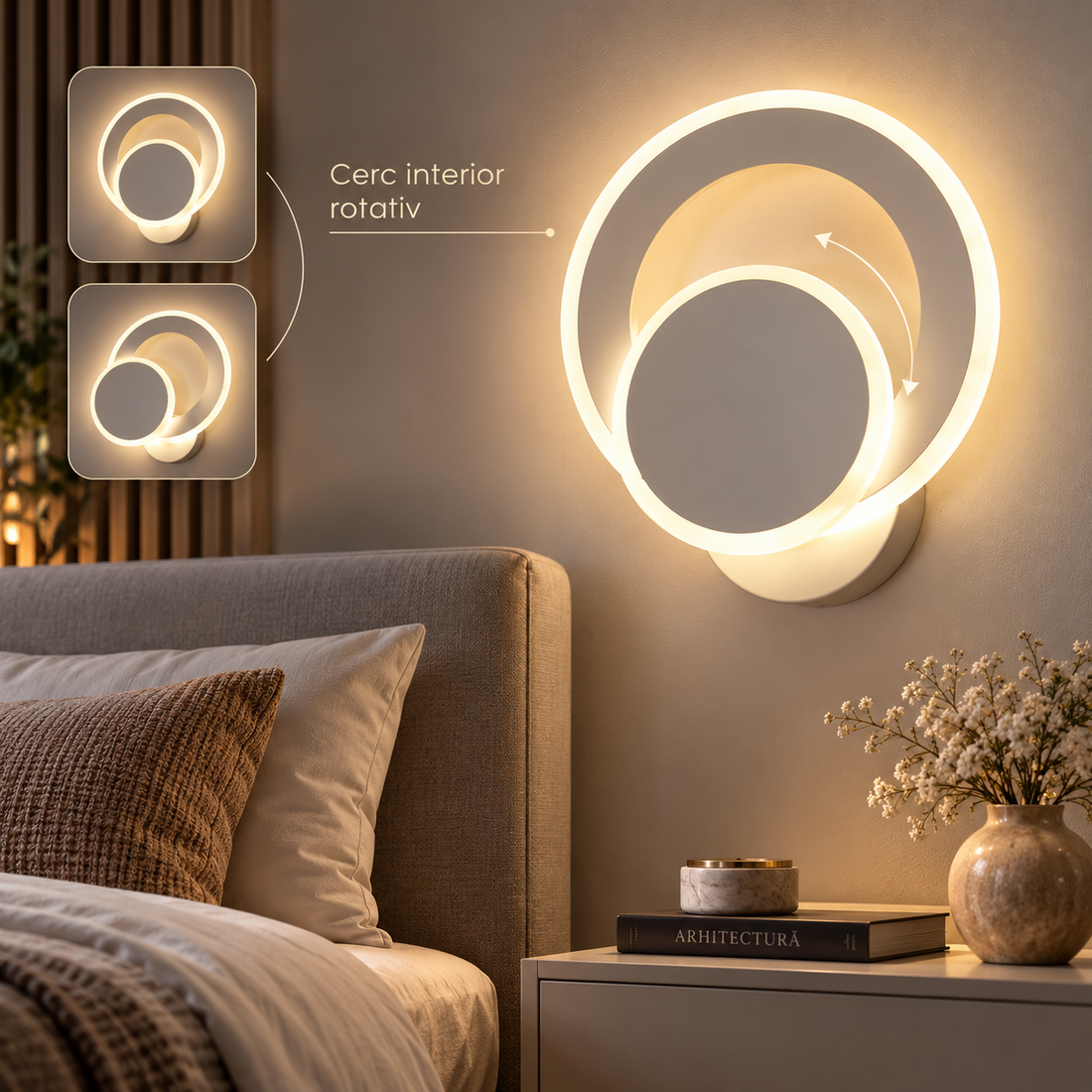 LED аплик Round, регулируем, бял, еквивалент 150W
