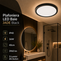 LED плафон за баня 36W Черен 40cm IP40 3 вида светлина еквивалент 400W