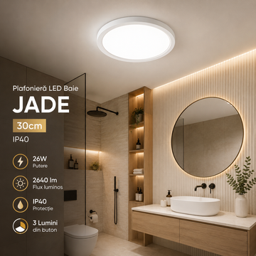 LED плафон за баня 26W бял 30cm IP40 3 вида светлина еквивалент 200W