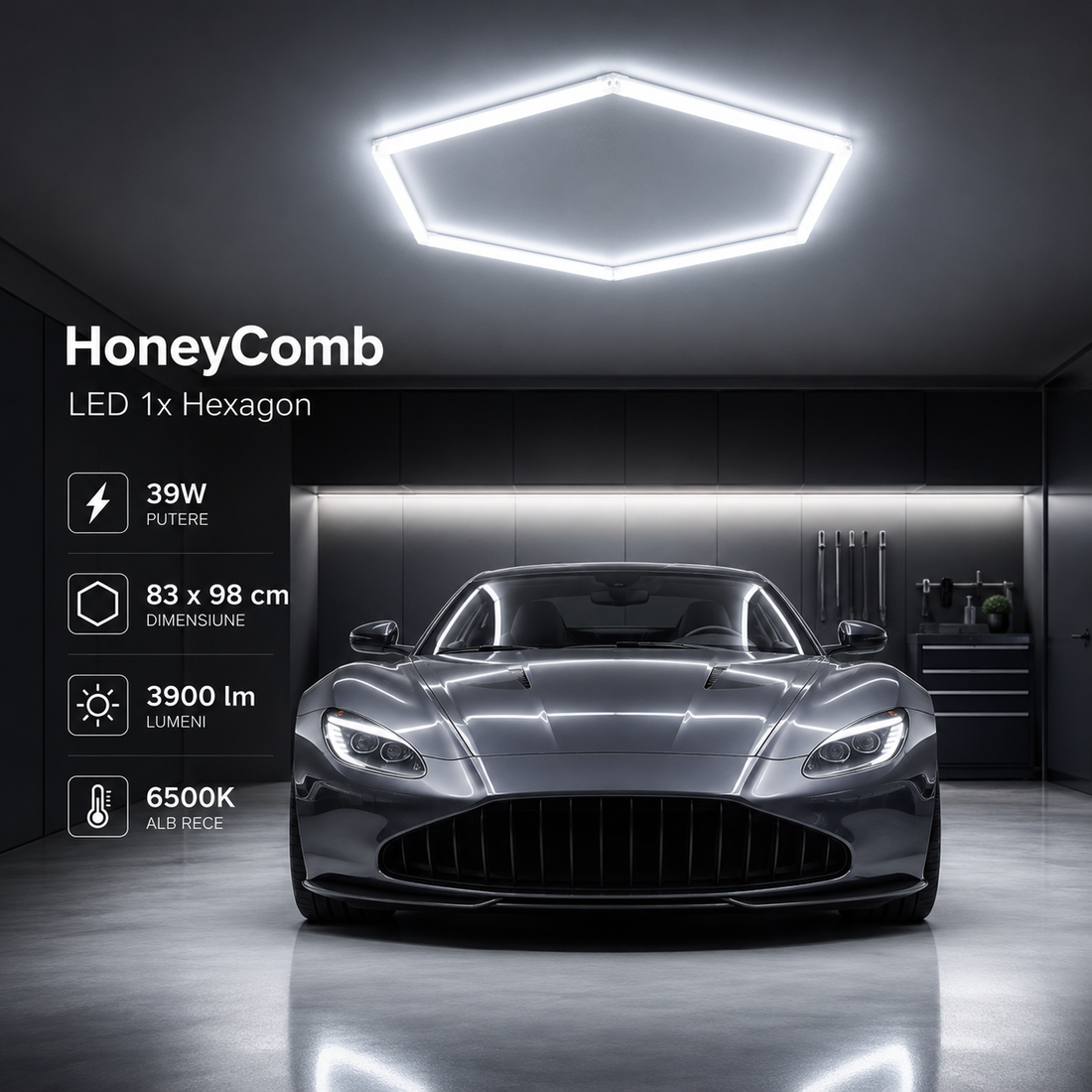 LED Плафон тип шестоъгълник 83x98CM 60W еквивалент 500W