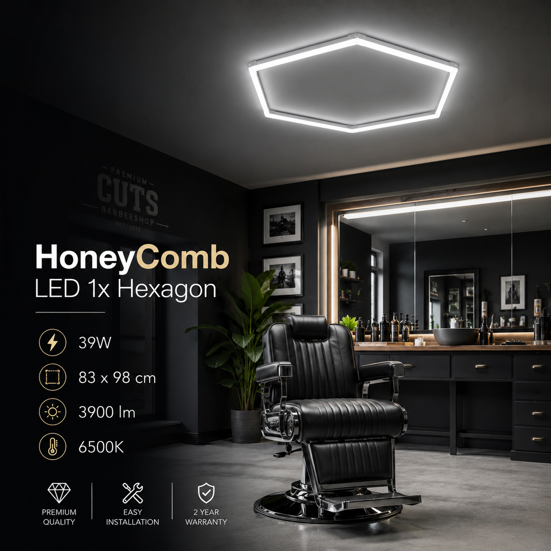 LED Плафон тип шестоъгълник 83x98CM 60W еквивалент 500W