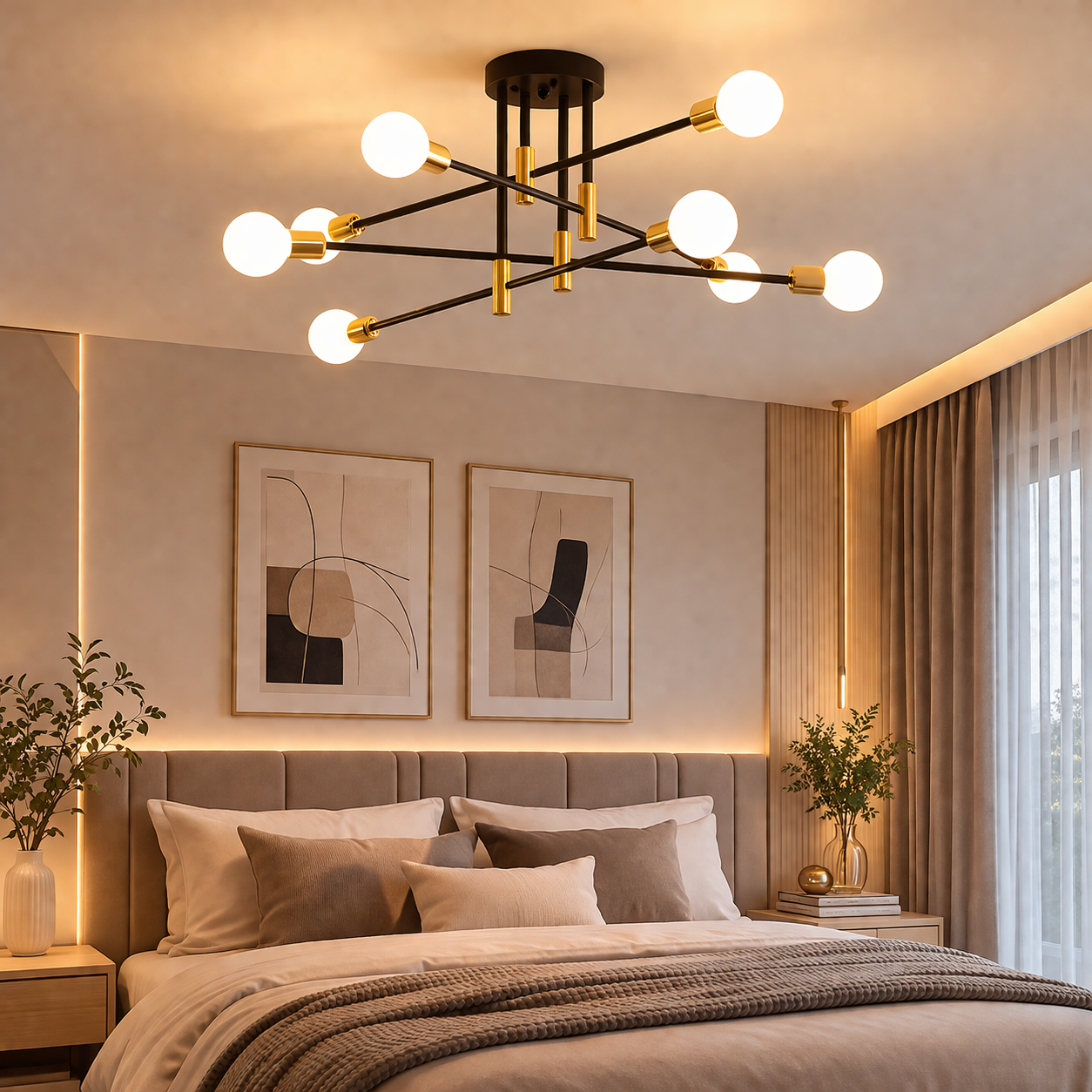 Осветително тяло Minimalist Design 8xE27 черно+златно 6038/8