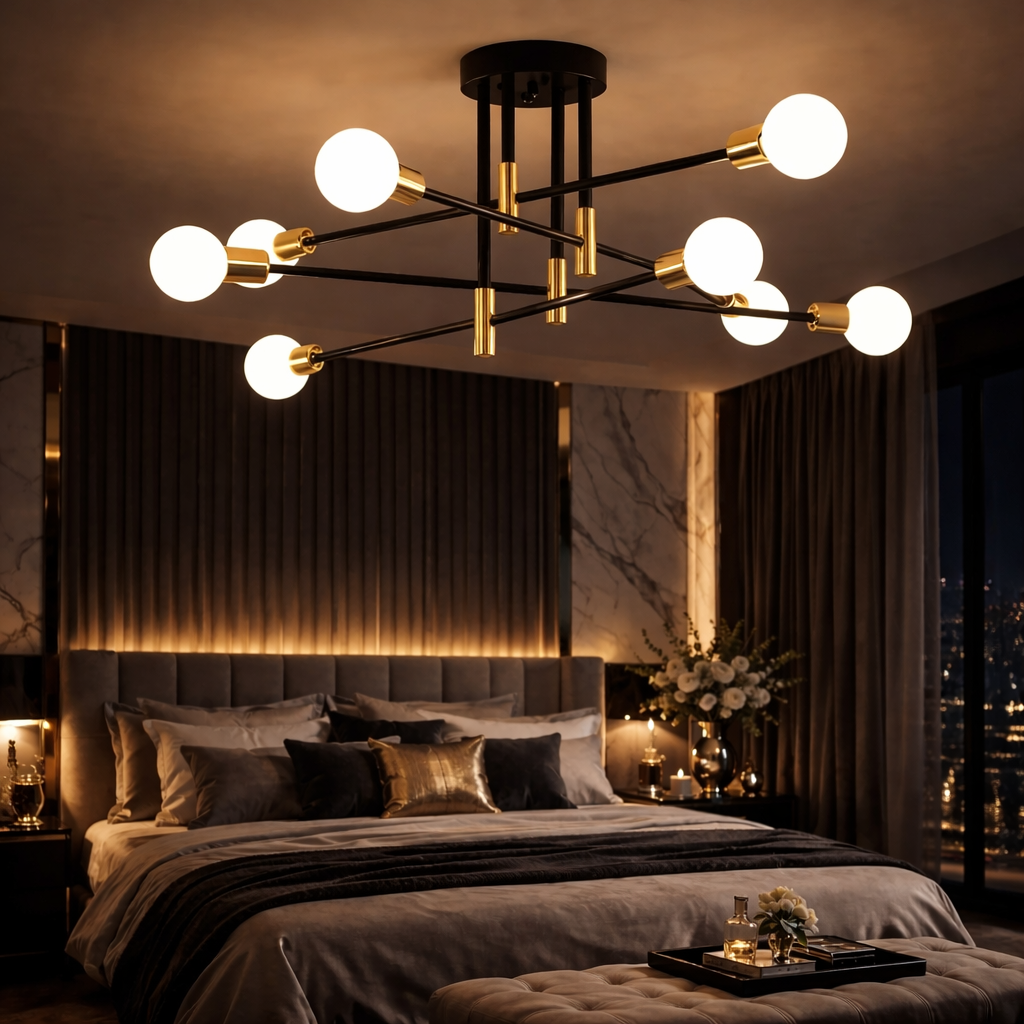 Осветително тяло Minimalist Design 8xE27 черно+златно 6038/8